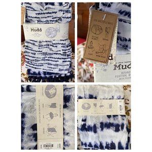 NWT Mudd round festival wrap blue/white tie dye